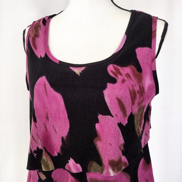 Notations Black Textured Ruffled Tiered Sleeveless Blouse Size M - Picture 8 of 10
